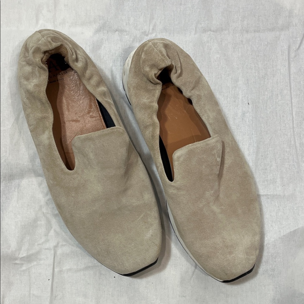 Aquatalia Women's Slip-On Suede Athletic Sneakers in Light Taupe